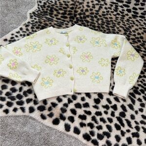 Zara Cream Floral Cardigan Sweater